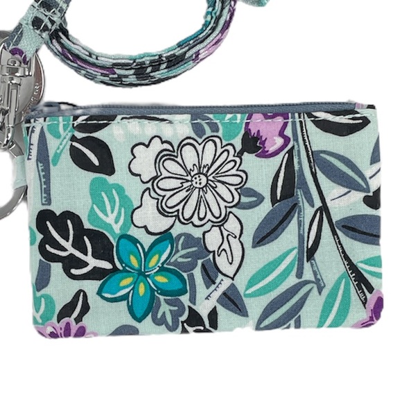 Vera Bradley Penelope’s Garden Lighten Up Zip ID and Lanyard, Green, Purple - Picture 4 of 6